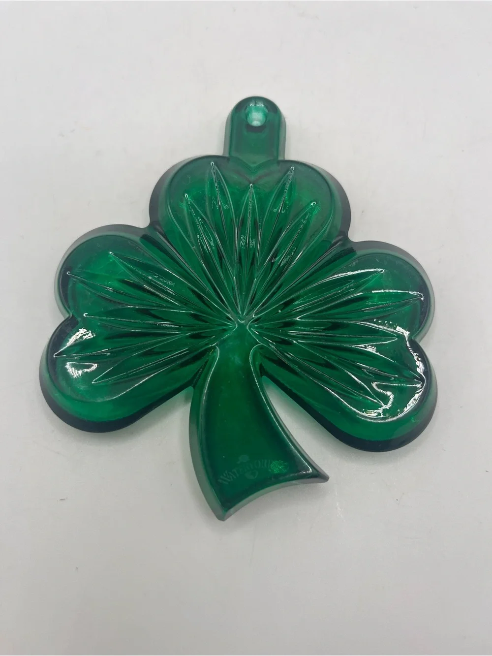 Waterford Crystal Green Shamrock Ornament Signed Tom Brennan